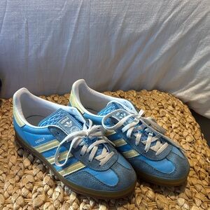 Adidas Gazelle Light Blue and Cream Sneakers